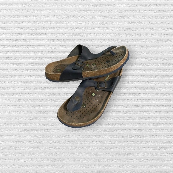 Sanosan Geneve Nappa Women's Sandals Blue Leather 10 41 Reflexology Sietelunas - Picture 9 of 13